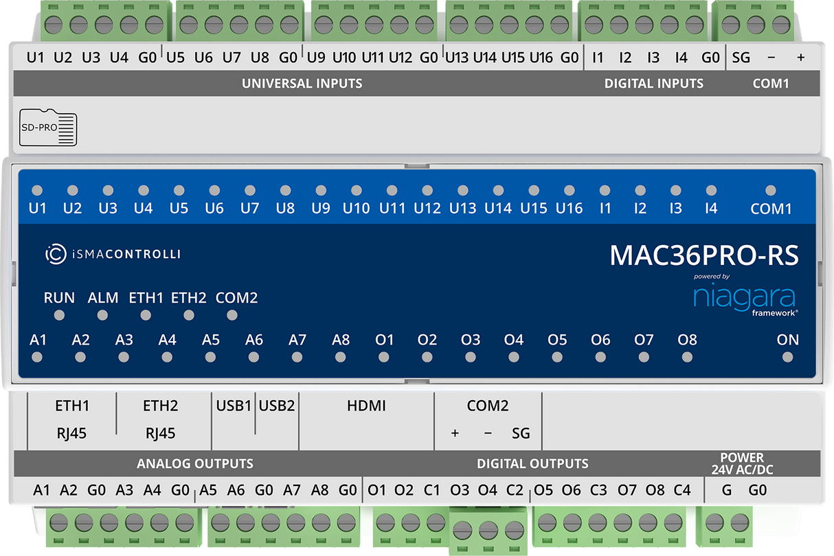 iSMA-B-MAC36PRO-RS-SD | iSMA Controlli | MAC36PRO-RS controller with SD card