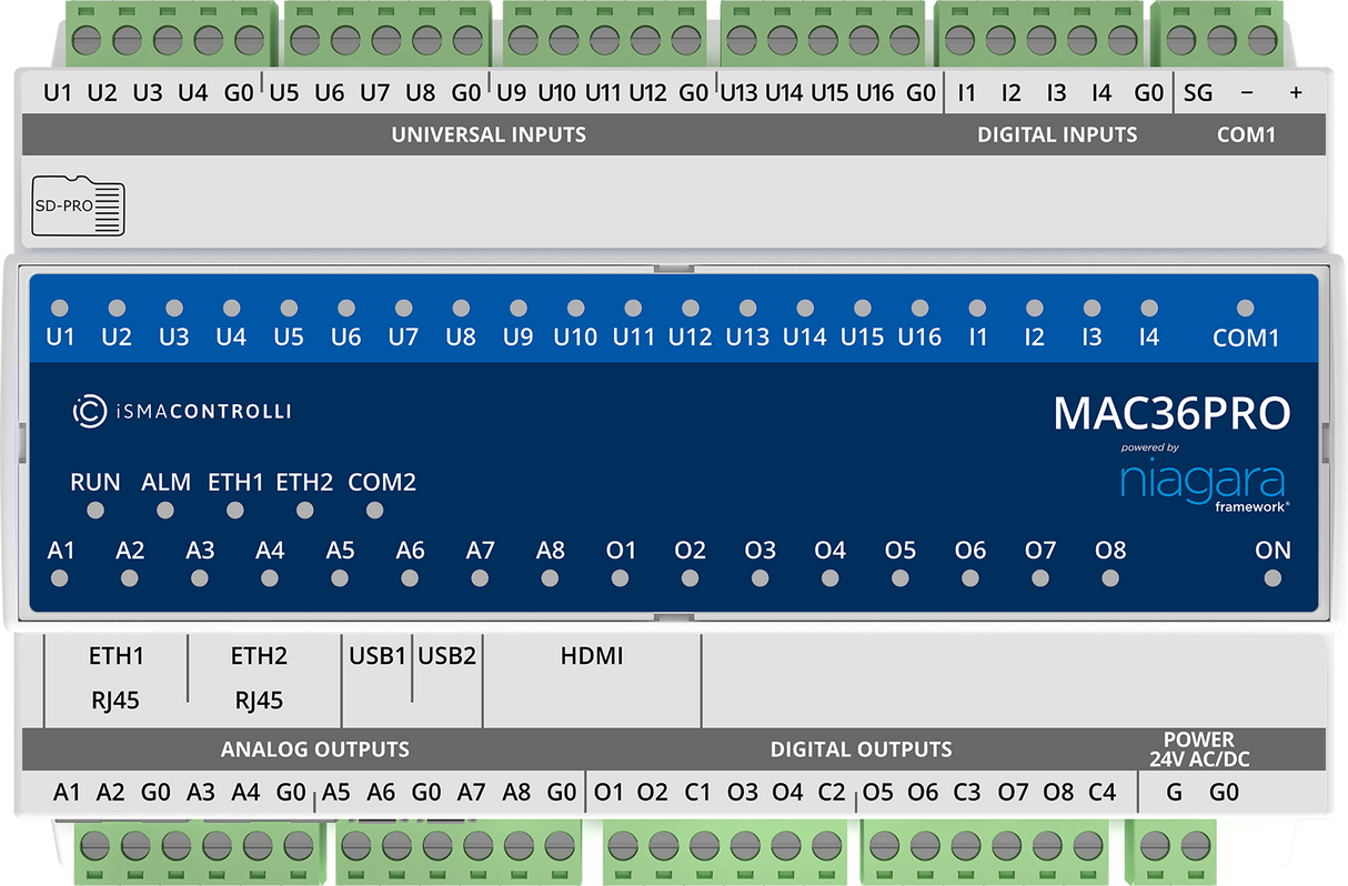 iSMA-B-MAC36PRO | iSMA Controlli | MACPRO hardware,1xRS485, 2xETH,
