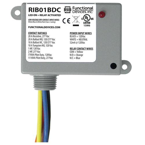 RIB01BDC | Functional Devices | Enclosed 20 amp, SPDT, 120v, Dry Con