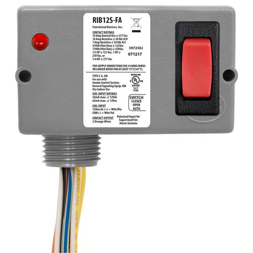 RIB12S-FA | Functional Devices | Polarized Relay 10 Amp SPST-N/O Overr