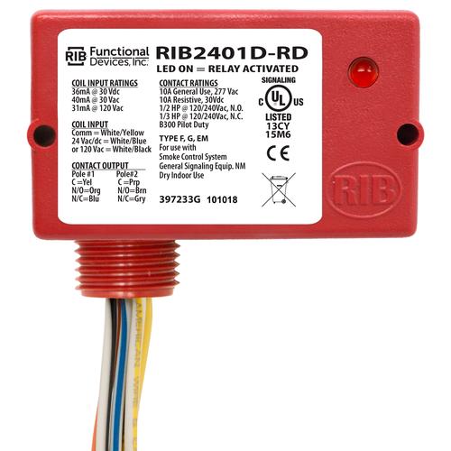 RIB2401D-RD | Functional Devices | Enclosed Relay 20Amp 3PST 120Vac