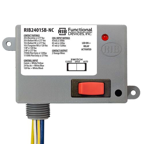 RIB2401SB-NC | Functional Devices | Power Relay 20 Amp SPST-N/C Override