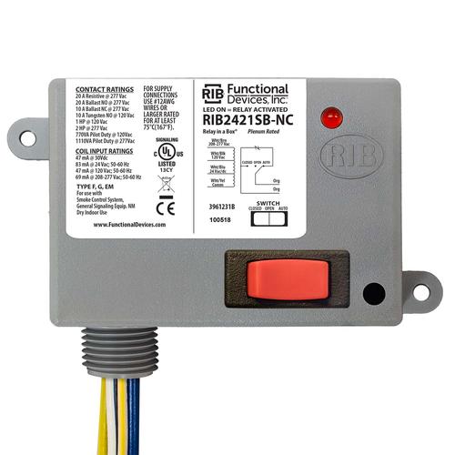 RIB2421SB-NC | Functional Devices | Power Relay 20 Amp SPST-N/C Override
