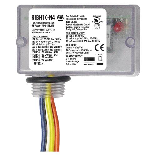 RIBH1C-N4 | Functional Devices | Enclosed Relay 10Amp SPDT 10-30Vac/dc/20
