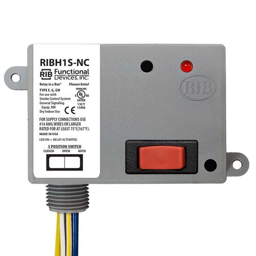 RIBH1S-NC | Functional Devices | Pilot Relay 10 Amp SPST N/C Override