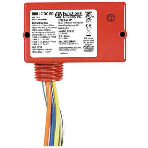 RIBL1C-DC-RD | Functional Devices | Pilot Relay 10 Amp SPDT 10-30 Vdc Lim