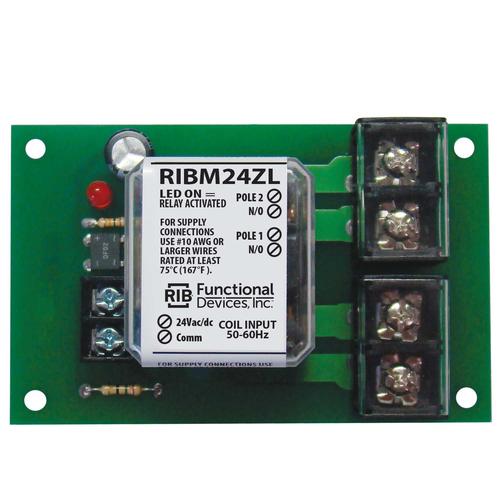 RIBM24ZL | Functional Devices | Panel Relay 4.00x1.60in 30Amp DPDT 24Vac