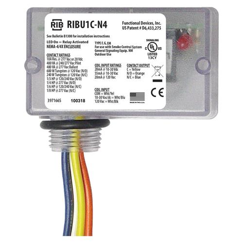 RIBU1C-N4 | Functional Devices | Enclosed Relay 10Amp SPDT