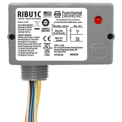 Pilot Relay, 10 Amp SPDT, 10-30 VAC/VDC120 VAC Coil, NEMA 1 Housing