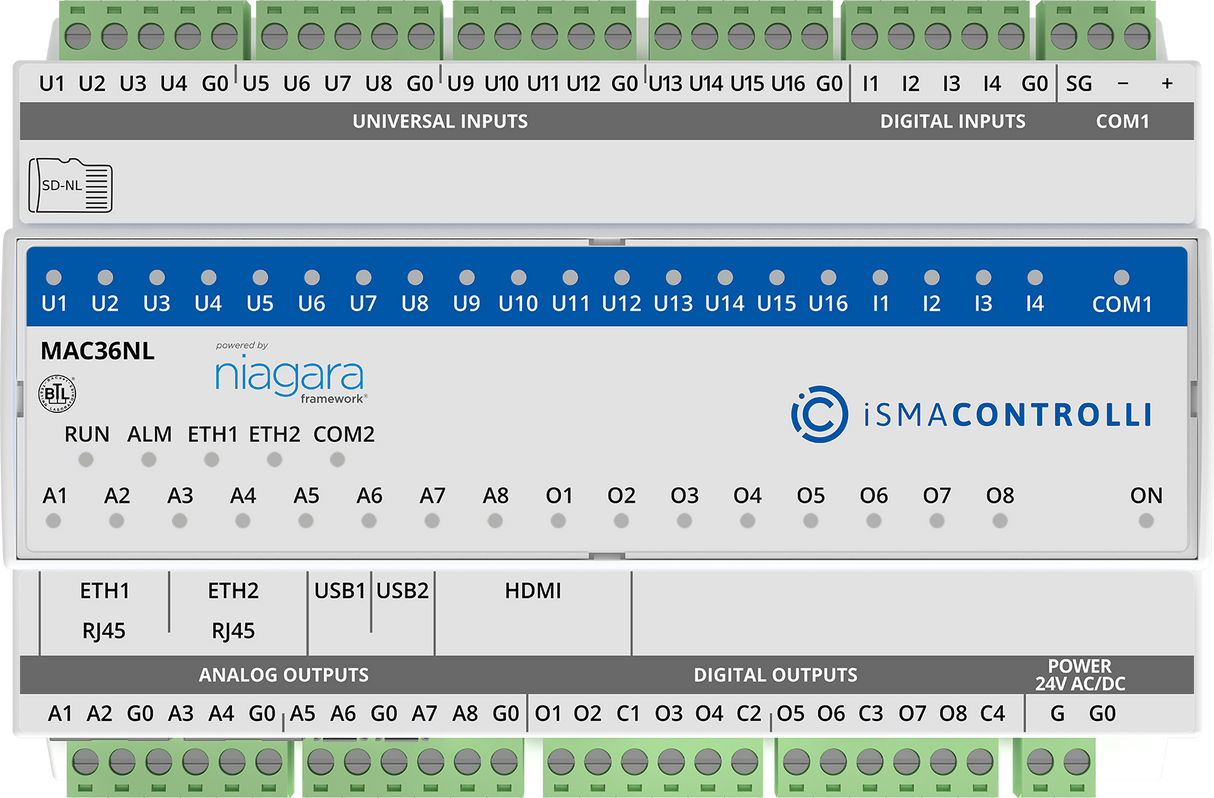 iSMA-B-MAC36NL | iSMA Controlli | Controller hardware,1xRS485, 2xETH,