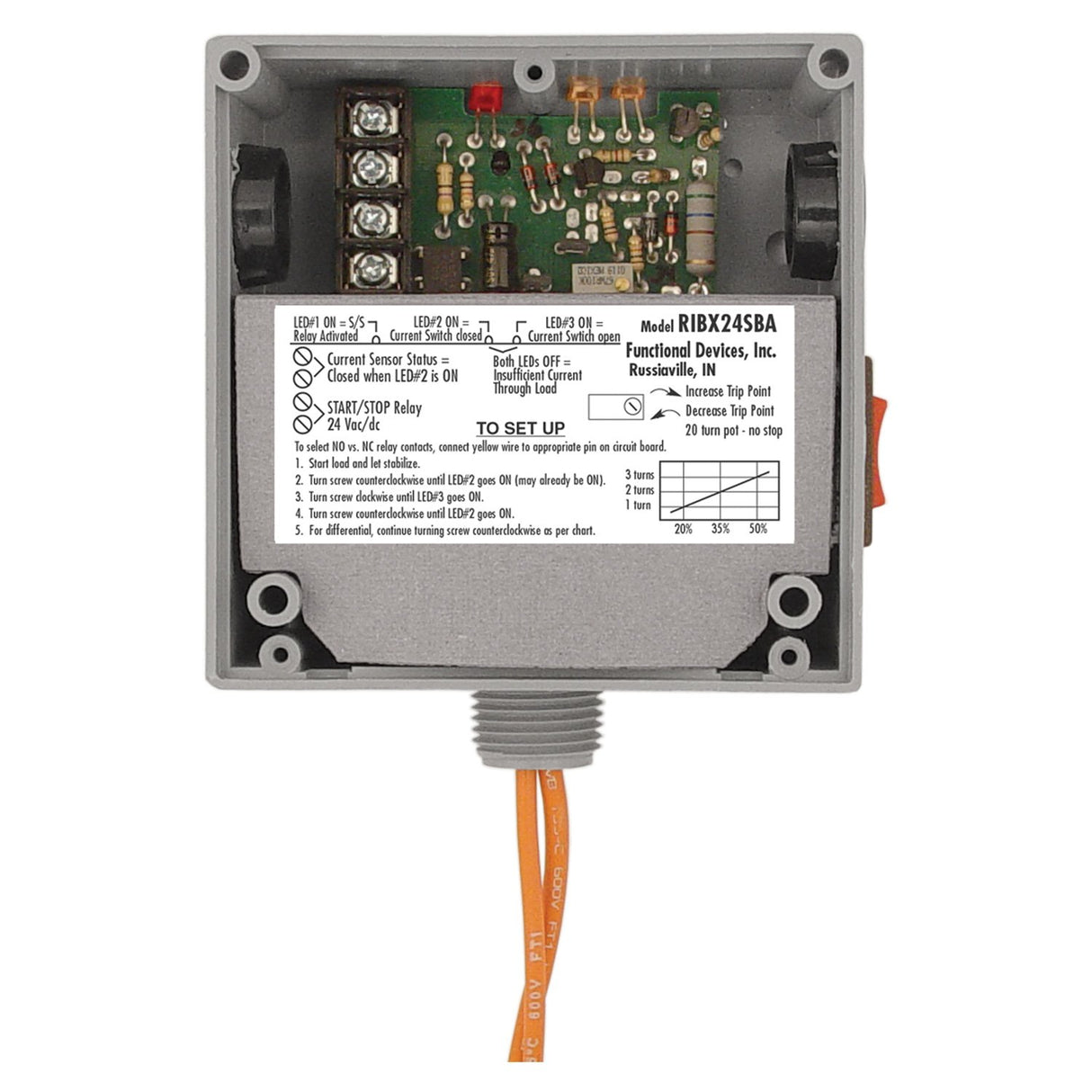 RIBX24SBA | Functional Devices | CURRENT SENSOR W/RELAY,20 AMP