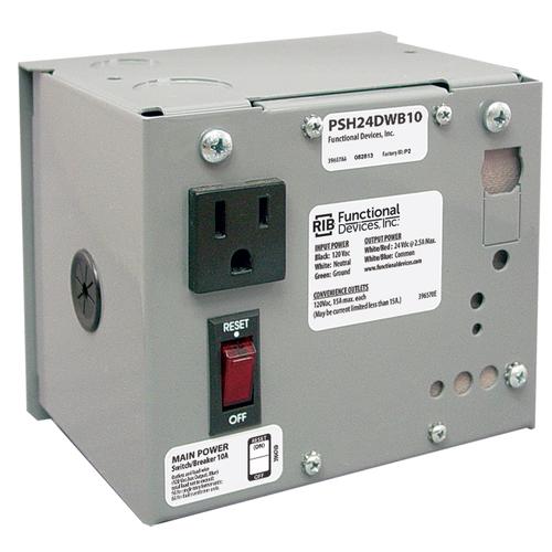 PSH24DWB10 | Functional Devices | ENCLOSED 120VAC-24VDC/2.5A PS W/10A