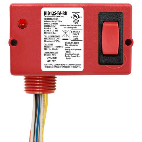RIB12S-FA-RD | Functional Devices | Polarized Relay 10 Amp SPST-N/O  Overr