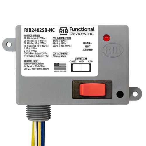 RIB2402SB-NC | Functional Devices | Power Relay 20 Amp SPST-N/C  Override