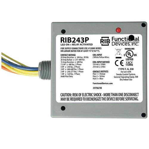 RIB243P | Functional Devices | RIB243P Enclosed Relay 20Amp TPST