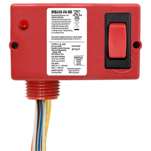 RIB24S-FA-RD | Functional Devices | Polarized Relay 10 Amp SPST-N/O  Overr