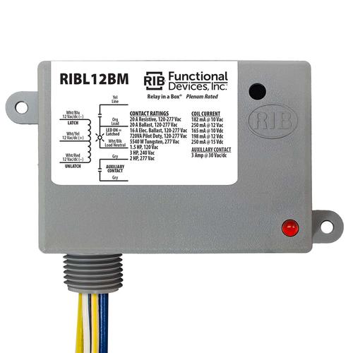 RIBL12BM | Functional Devices | Enclosed Relay 20Amp 12Vac/dc Latching w