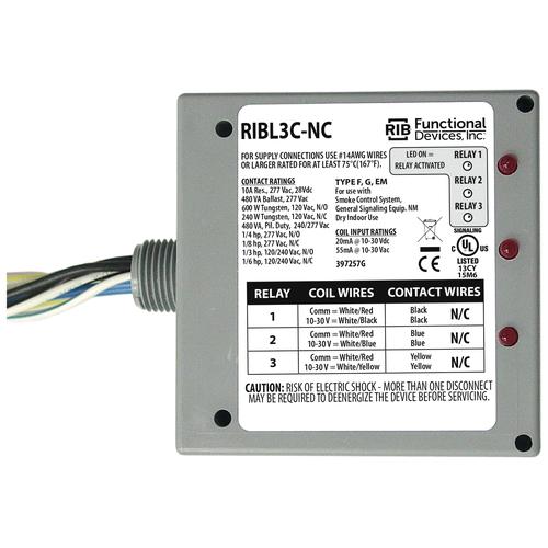 RIBL3C-NC | Functional Devices | Enclosed Relays 10Amp 3 SPST-NC 10-30Vac