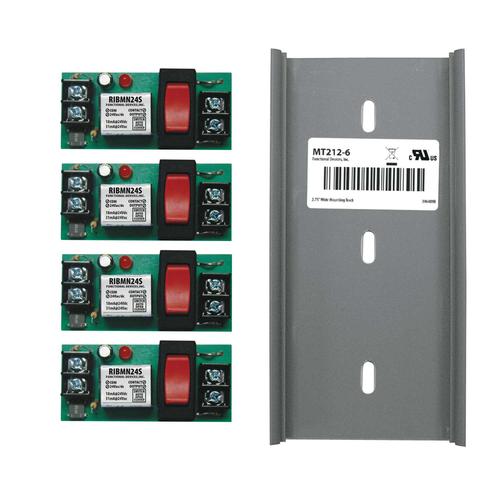 RIBMN24S-4T | Functional Devices | Relay,15Amp,4 Pack, Track Mnt, SPST, 24V