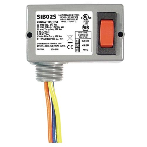 SIB02S | Functional Devices | Enc. 20A 3pos HOA switch 1/2" nip.